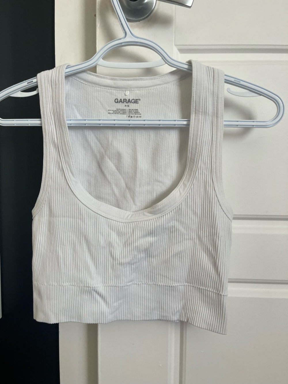 Garage White Ribbed Tank Crop Top